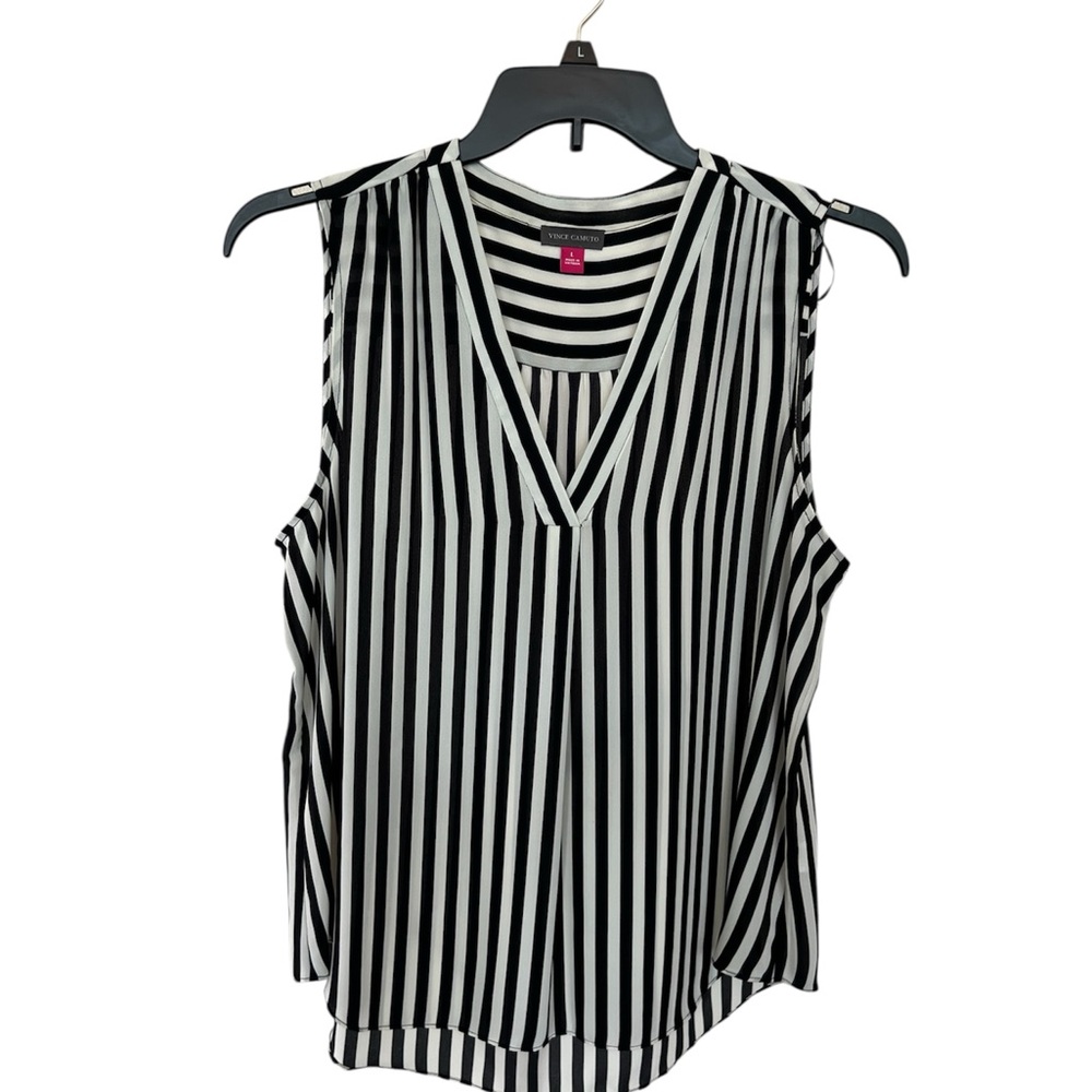 Vince Camuto Black and White Sleeveless Blouse
